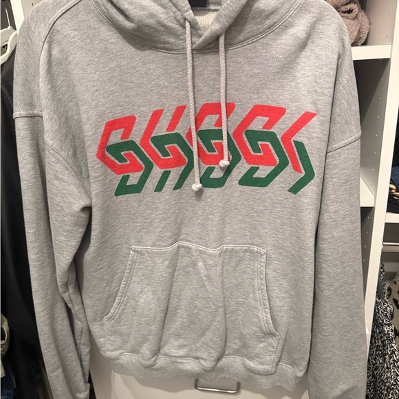 Gucci Gray Hoodie with Red and Green Design